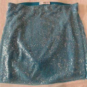 Mango size large aqua blue sequin mini skirt never worn